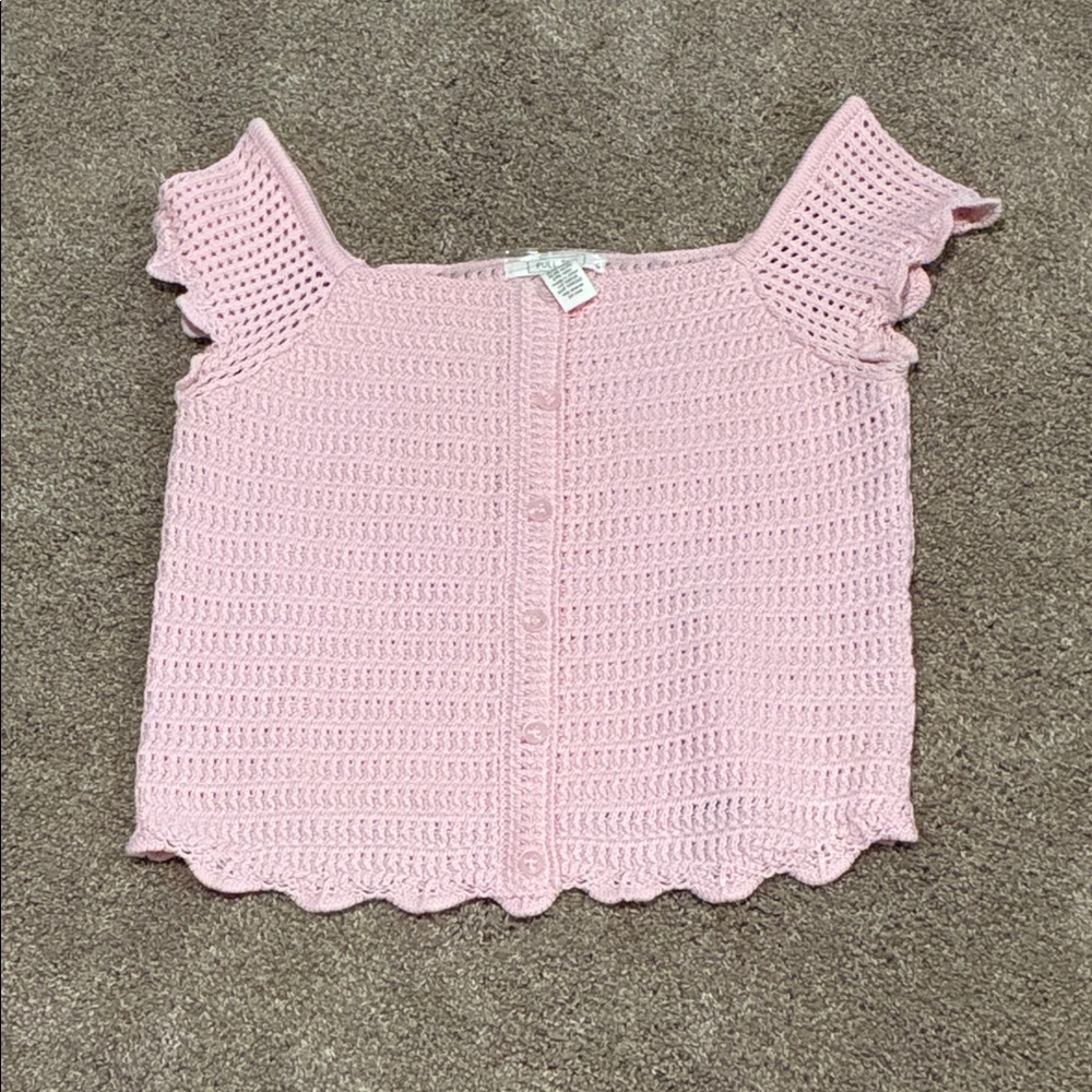 Full Tilt Pink Crochet Top